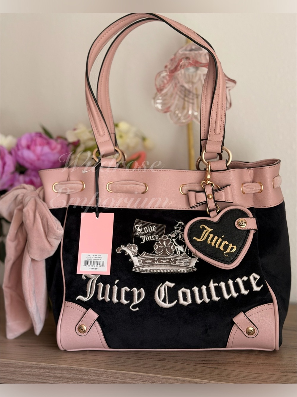 NWT Juicy Couture Crown Daydreamer Tote princess crown daydreamer tote liquorice